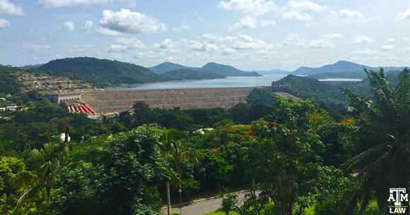 Ghana view of Volta Dam from hotel