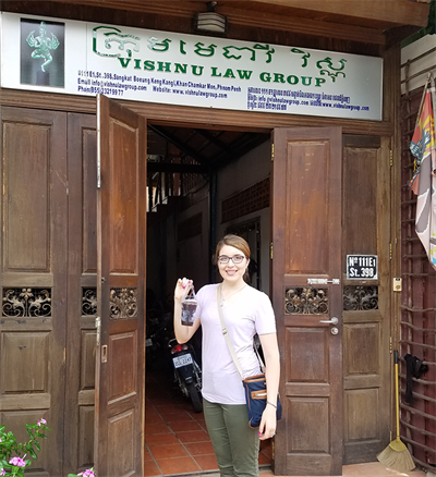 Mari Kelly in Cambodia at Vishnu Law Group