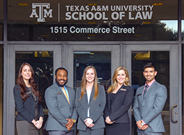 Students in front of Texas A&M School of Law