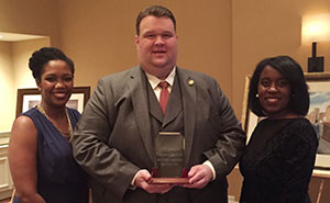 Texas A&M Law Moot Court team of Courtney Shorts, Judge Matthew Wright, Shannon Barber