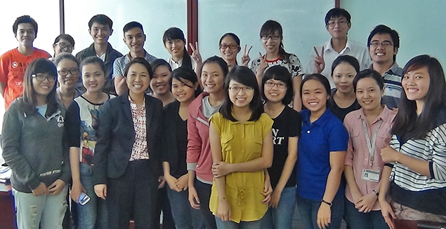 Texas A&M Law Professor Huyen Pham with her Vietnamese students